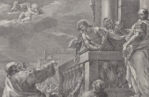 Krisztus az őrökkel körülvett erkélyen, Pilátus jobbra áll és towa..., kb. 1730-39.