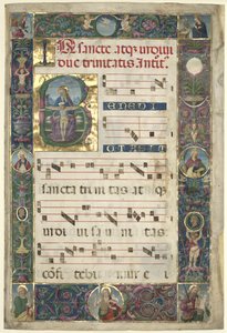 The Trinity: Leaf from a Gradual with Initial B, c. 1496-1502. alkotó: Pietro Perugino