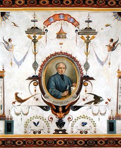 Lorenzo Bartolini (1777-1850) portréja, részlet a Sala del Sindaco mennyezetéről alkotó: Pietro Pezzati