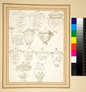 12 fedelű márvány sírurna. (toll) alkotó: Pietro Santi Bartoli