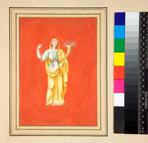 Női alak vörös alapon (fekete kréta, némelyik tollal és barna tintával. Akvarellel színezve) alkotó: Pietro Santi Bartoli