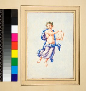 Lebegő férfialak (fekete kréta, némelyik tollal és barna tintával. Akvarellel színezett) alkotó: Pietro Santi Bartoli