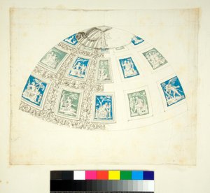 A Villa Madama boltozata (fekete kréta, némelyik tollal és barna tintával. Akvarellel színezve) alkotó: Pietro Santi Bartoli