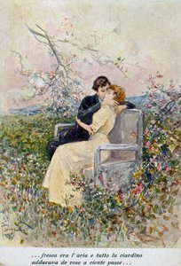 Két szerető, Pietro Scoppetta (1863-1920) illusztrációja, Olaszország, XX. század