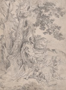 Szent Jeromos egy feszület előtt egy oroszlán és három putti kíséretében, kb. 1631-37. alkotó: Pietro Testa