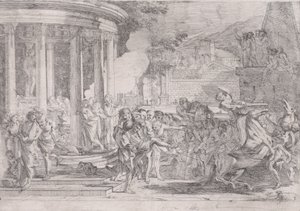 Sinorixot Artemis templomából vittek el, és megpróbált menekülni a méreg hatásai elől..., kb. 1640. alkotó: Pietro Testa