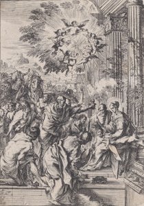 The Adoration of the Magi, set before and architectural colonnade, ca. 1640.  alkotó: Pietro Testa