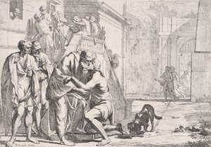 A tékozló fiú visszatérése, a fiát ölelő apa egy sorozatból,..., kb. 1645. alkotó: Pietro Testa