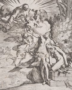 Izsák feláldozása apja Ábrahám által, kb. 1640-42. alkotó: Pietro Testa
