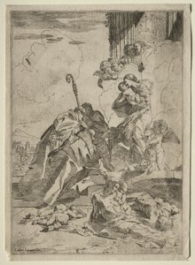 Három lucchese-i szent könyörög a Szűznél a pestis áldozataiért, kb. 1630-31. alkotó: Pietro Testa