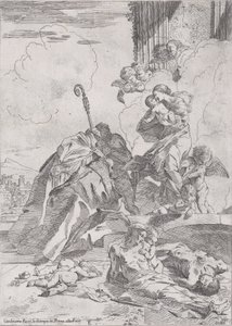 Három lucchese-i szent Szent Miklós Tolentino, Bari Miklós közbenjár a..., kb. 1630-31. alkotó: Pietro Testa