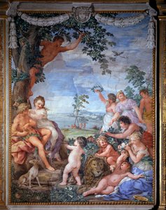 A négy kor allegóriája, az aranykor Pietro da Cortona freskója (Cortona köve) (1596-1669) 1637 Salle du Poele (Stanza della Stufa), Palatine Gallery, Palazzo Pitti, Firenze