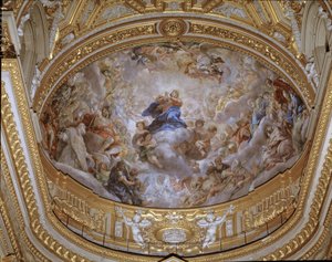 Pietro da Cortona (Cortonai Péter) Szűz mennybemenetele (1596-1669) 1652 Róma, Santa Maria templom Vallicella Olaszországban alkotó: Pietro da Cortona