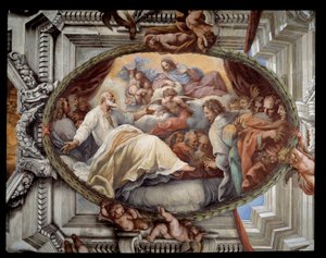 Szent Fülöp helyreállítása a kíséret szűz freskójának megjelenése után Pietro da Cortona (Cortonai Péter) (1596-1669) 1652 Róma, vörös szoba Santa Maria templom Vallicella Olaszországban alkotó: Pietro da Cortona