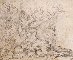 Vénusz, az Isteni Gondviselés Diadalának tanulmánya, freskó a boltozaton a Palazzo Barberini csarnokában, Rómában alkotó: Pietro da Cortona