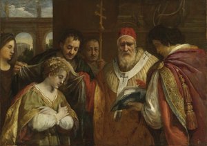 Szent Domitilla átveszi a fátylat I. Kelemen pápától alkotó: Pietro da Cortona