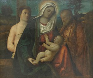 Szent család Szent Sebestyénnel (festmény) alkotó: Pietro degli Ingannati