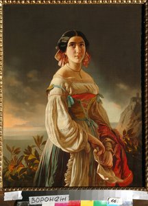 Lina Gagarina hercegnő (akkor még Murajova grófnő) portréja. Pimen Nikitich Orlov (1812-1863) festménye, olaj, vászon