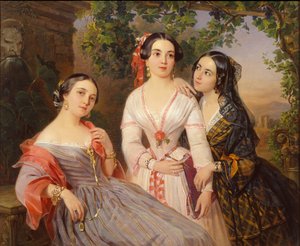 Elizabeth Salis De Tournemire, Sofia Sukhovo-Kobalina és Eudokia Petrovo-Solovo grófnővérek portréja, 1847