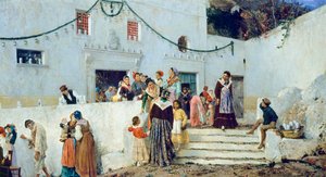 Ünnepnap, Pio Joris (1843-1921), olaj, vászon, 93x160 cm alkotó: Pio Joris