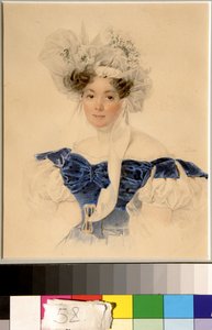 Varvara Golitsyna grófnő, nee Rumyantseva Kalgulska (1794-1875) portréja - Piotr (Pierre) Sokolov (1791-1848) alkotása, akvarell papíron (20,6x16,6 cm) alkotó: Piotr Sokolov