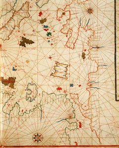 A Peloponnészosz, a hat diagramból álló portolán atlaszból, Placido Caloiro és Francesco Oliva, Pergamen. 1646.