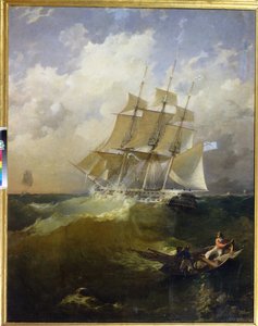 A 44 ágyús fregatt, Aurora ("44 ágyús fregatt Aurora") - Platon Timofejevics Boriszpolec (1805-1880) festménye, olaj, vászon alkotó: Platon Timofeyevich Borispolets