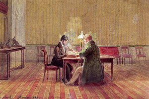 Adam Bernard Mickiewicz (1798-1855) sakkozik egy barátjával, 1830 alkotó: Polish School