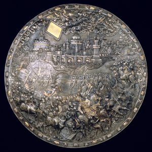 III. Sobieskis János király (1624-96) Jóslópajzs (vas és ezüst aranyozott)