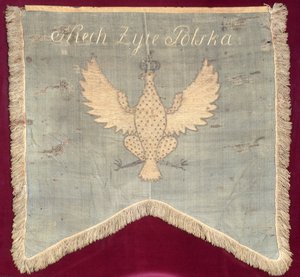 A Tadeusz Kosciuszko (1746-1817) 1794-es felkelés idejéből származó zászló (gyapjú) alkotó: Polish School