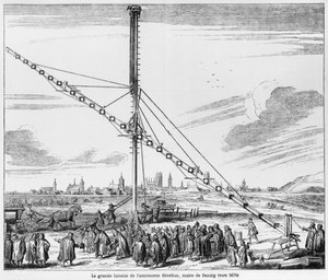 Johannes Hevelius nagy csillagászati teleszkópja (1611-1687) illusztrációja a Machina Coelestisből, Hevelius, Gdansk, megjelent 1670