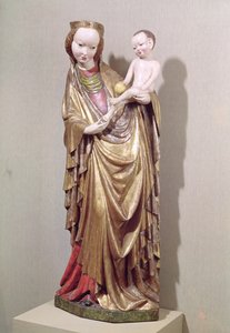 Szűz és gyermek, 1400 körül (polikróm fa)