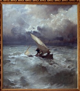 Tempete en mer (Vihar a tengeren) Pompeo Mariani (1857-1927) festménye 1898 Méret: 145x135 cm Genes, Galleria d