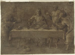 Étkezés Emmausban alkotó: Pomponio Amalteo (attributed to)