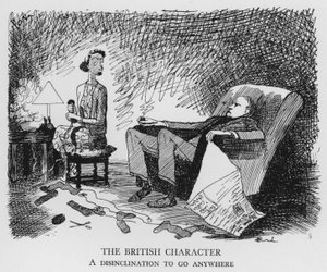 A brit karakter, nem hajlandó bárhova menni (litho)