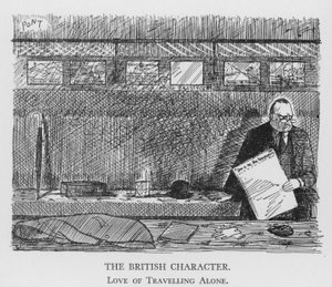 A brit karakter, az egyedül utazás szeretete (litho) alkotó: Pont