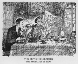 A brit karakter, a hírek fontossága (litho) alkotó: Pont