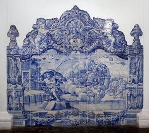 A levegő allegóriája - Azulejok, festett cserép alkotó: Portuguese School