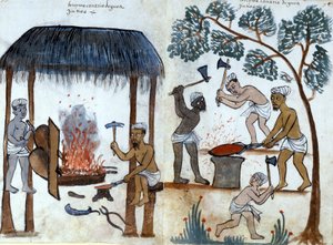 A primitív indiai kohászat. 16. századi portugál kézirat. Róma, Bibl. Casanatense. alkotó: Portuguese School