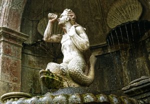 Triton-kút, a Gyógyszerek Boldogasszonyának szentélye, Lamego, Portugália 1738 (kő) alkotó: Portuguese School