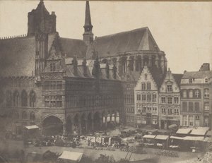 Piac tér Ypres-ben, kb. 1851. alkotó: Possibly by Louis Désiré Blanquart évrard.