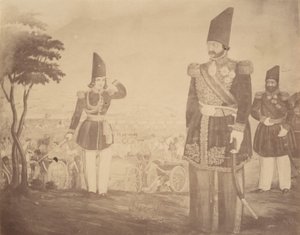 [Perzsa revü egy festményen, amely egykor Ardeshir Mirzáé, a király nagybátyjáé volt.], 1840-60-as évek. alkotó: Possibly by Luigi Pesce.