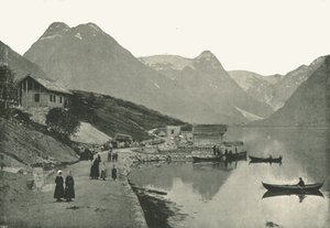 Mundal, a Fjaerlandsfjorden, Sogn, Norvégia, 1895.