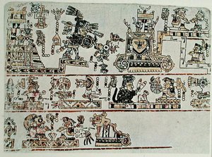 A Codex Bodley fakszimile másolata, részlet, 1521 körül (vellum) alkotó: Pre Columbian Pre Columbian