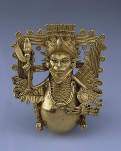 Harang medál, Sas harcos formája, Kolumbusz előtti művészet, 15. század vége. - Arany, H 9 - Állami Ermitázs, Szentpétervár alkotó: Pre Columbian
