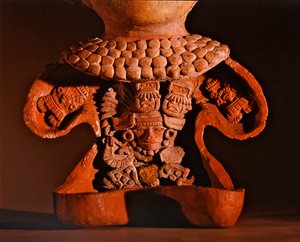 Figura levehető előlappal, Teotihuacan Culture (kerámia) (394483 részlet) alkotó: Pre Columbian Pre Columbian