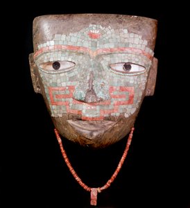 Kolumbiai előtti művészet: Teotihuacan III (i.sz. 300-650) Mexikó civilizációjából származó temetési maszk. Mexikó város. Nemzeti Antropológiai Múzeum