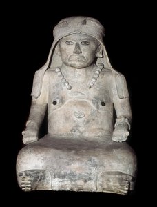 Kolumbiai előtti művészet: öregasszony fejfedővel. Szobor Veracruzból (Mexikó) alkotó: Pre Columbian Pre Columbian