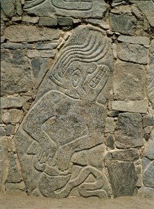 Fal egy harcos domborművel alkotó: Pre-Columbian Pre-Columbian
