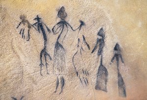Stilizált-naturalista típusú fallikus tánc, mezolitikus művészet (falfestmény) alkotó: Prehistoric Prehistoric